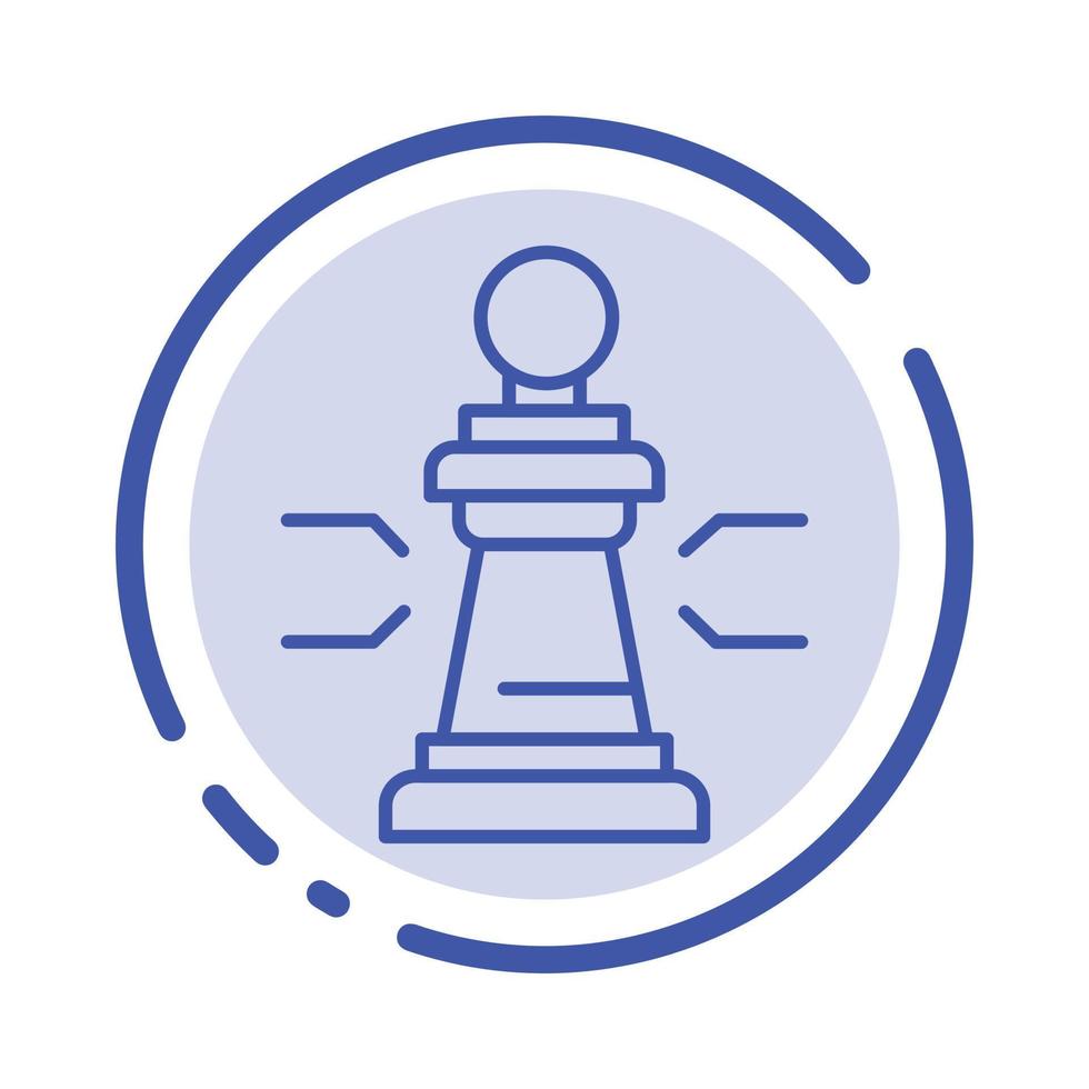 xadrez vantagem figuras de negócios estratégia de jogo tática ícone de linha de linha pontilhada azul vetor