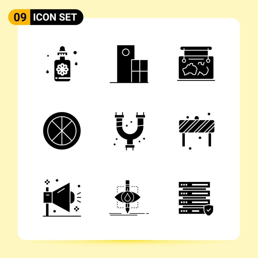 9 ícones criativos para design moderno de sites e aplicativos móveis responsivos 9 sinais de símbolos de glifo em fundo branco 9 pacote de ícones vetor