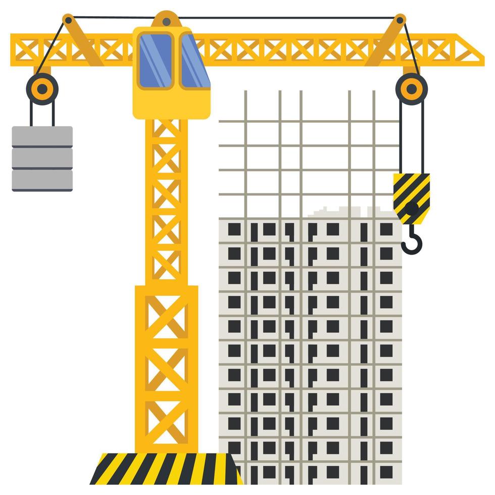 ilustração de guindaste de torre de construção de construção vetor