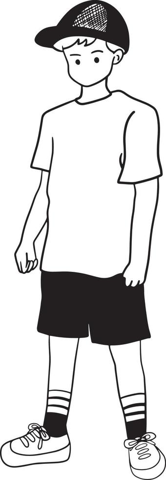 Ilustração em vetor de desenho animado de homem em quadrinhos estilo anime