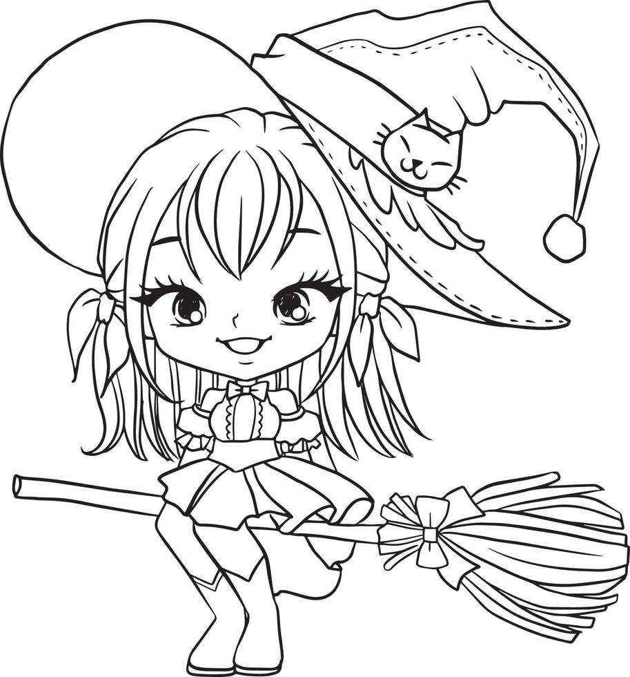 desenho animado doodle kawaii anime página para colorir ilustração fofa desenhando personagem de clipart Chibi mangá quadrinhos vetor