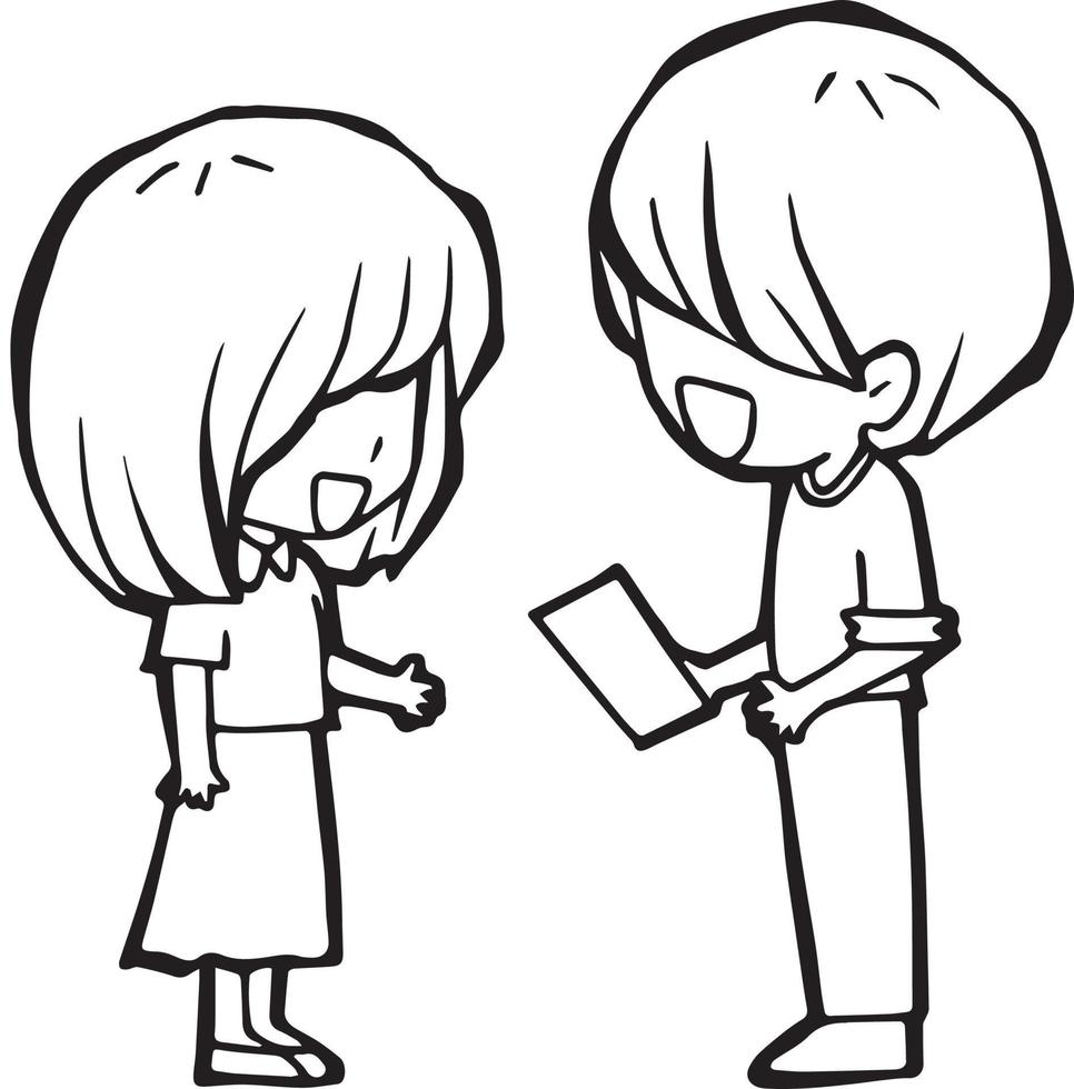 encontro desenho animado rabisco kawaii anime página para colorir ilustração fofa desenhando personagem clipart chibi mangá histórias em quadrinhos vetor