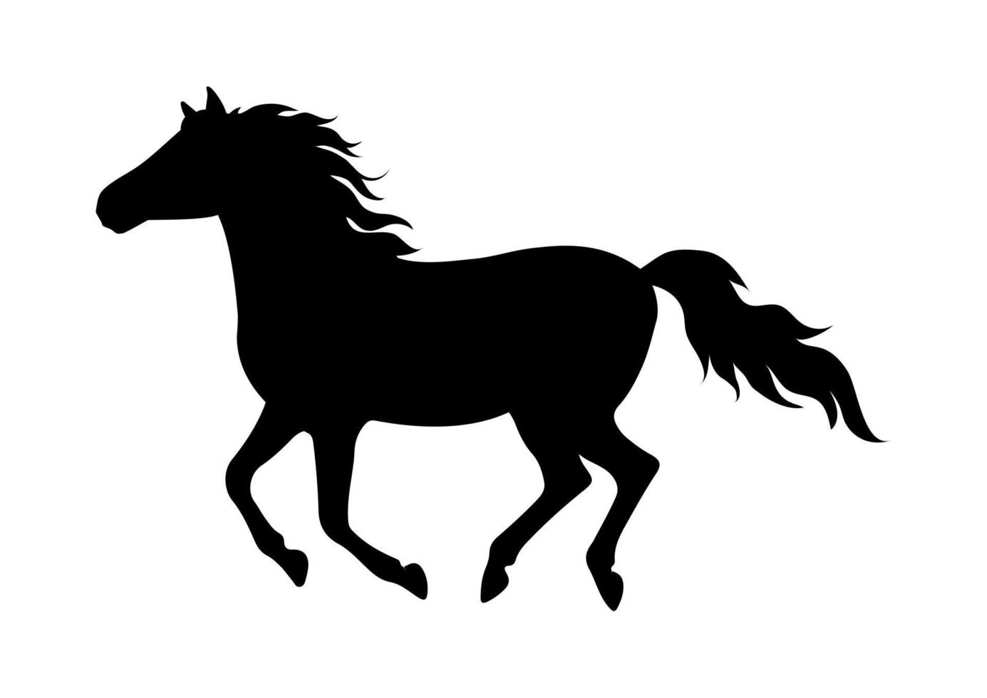 silhueta de um cavalo correndo. silhueta de cavalo preto sobre fundo branco vetor