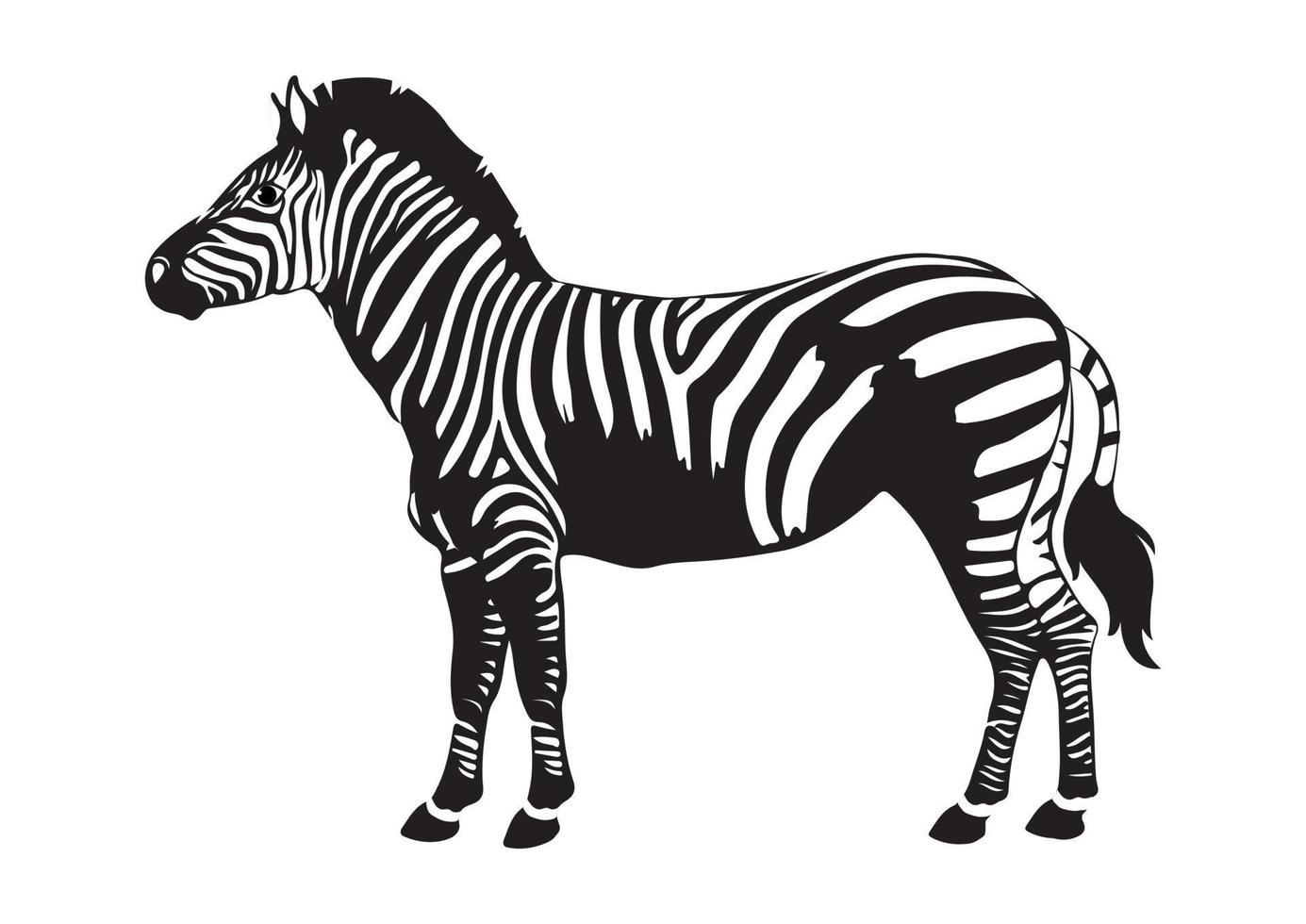 zebra preto e branco em estilo simples, isolado no fundo branco vetor