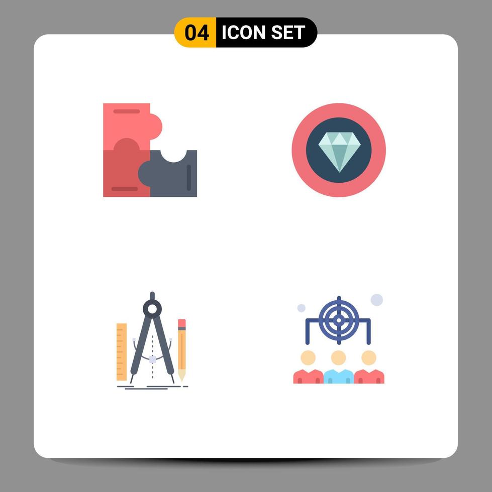 4 ícones planos vetoriais temáticos e símbolos editáveis de peças de quebra-cabeça de design educacional joias matemática elementos de design vetorial editáveis vetor