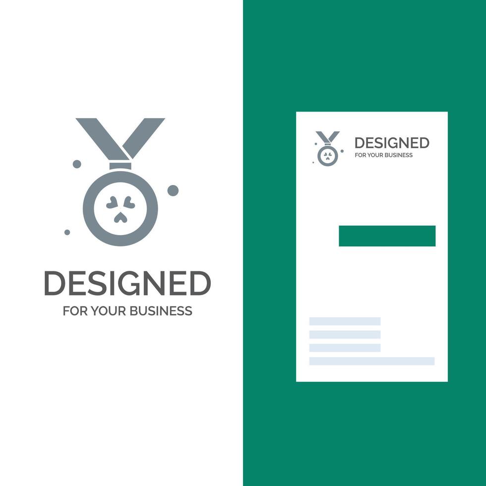 design de logotipo cinza da irlanda de medalha de prêmio e modelo de cartão de visita vetor