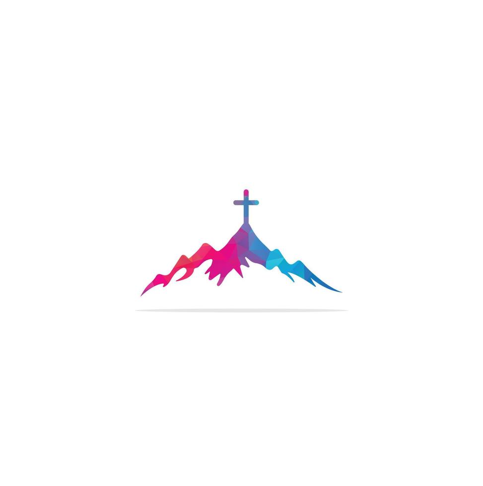 designs de logotipo de igreja com montanha, logotipo minimalista. modelo de design de logotipo de vetor de igreja de pessoas. igreja e logotipo da organização cristã.
