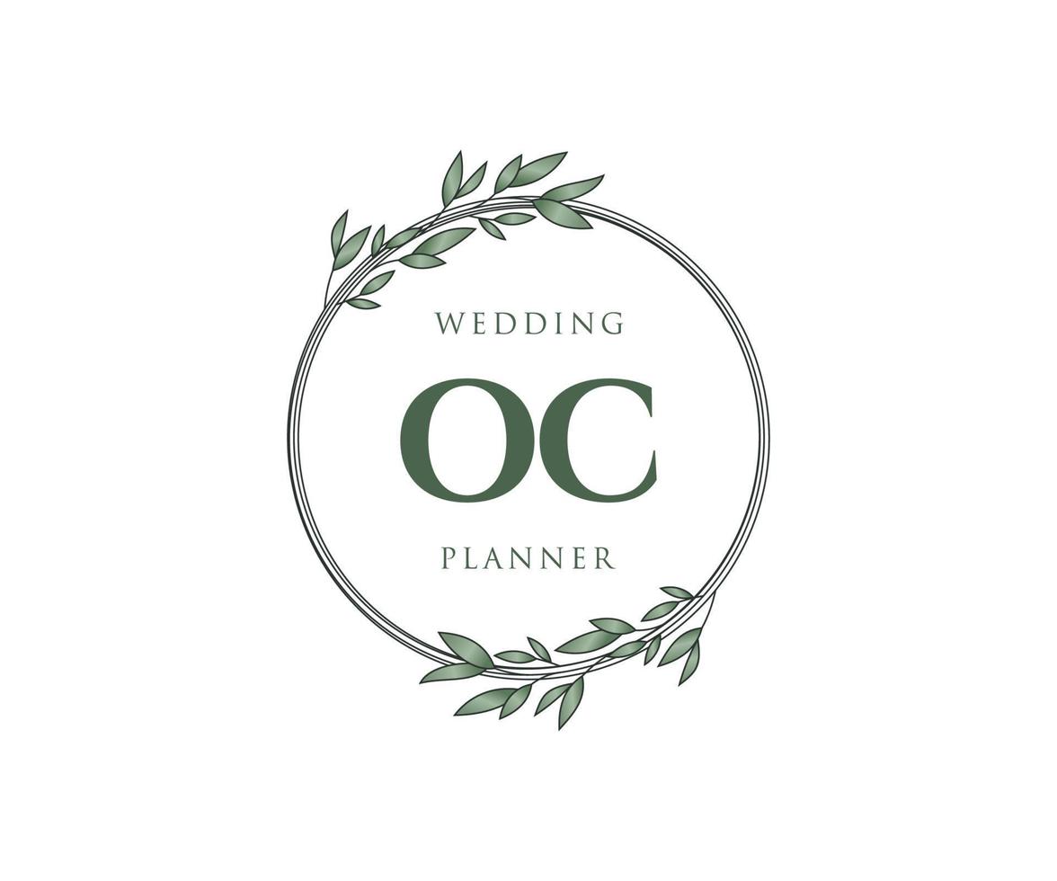 coleção de logotipos de monograma de casamento de letras iniciais oc, modelos minimalistas e florais modernos desenhados à mão para cartões de convite, salve a data, identidade elegante para restaurante, boutique, café em vetor