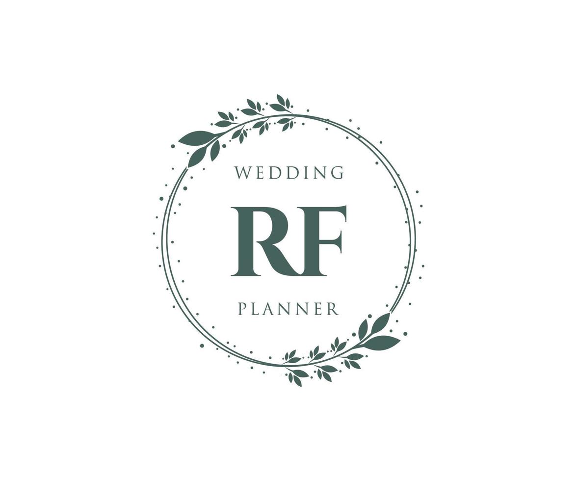 coleção de logotipos de monograma de casamento de letra inicial rf, modelos modernos minimalistas e florais desenhados à mão para cartões de convite, salve a data, identidade elegante para restaurante, boutique, café em vetor