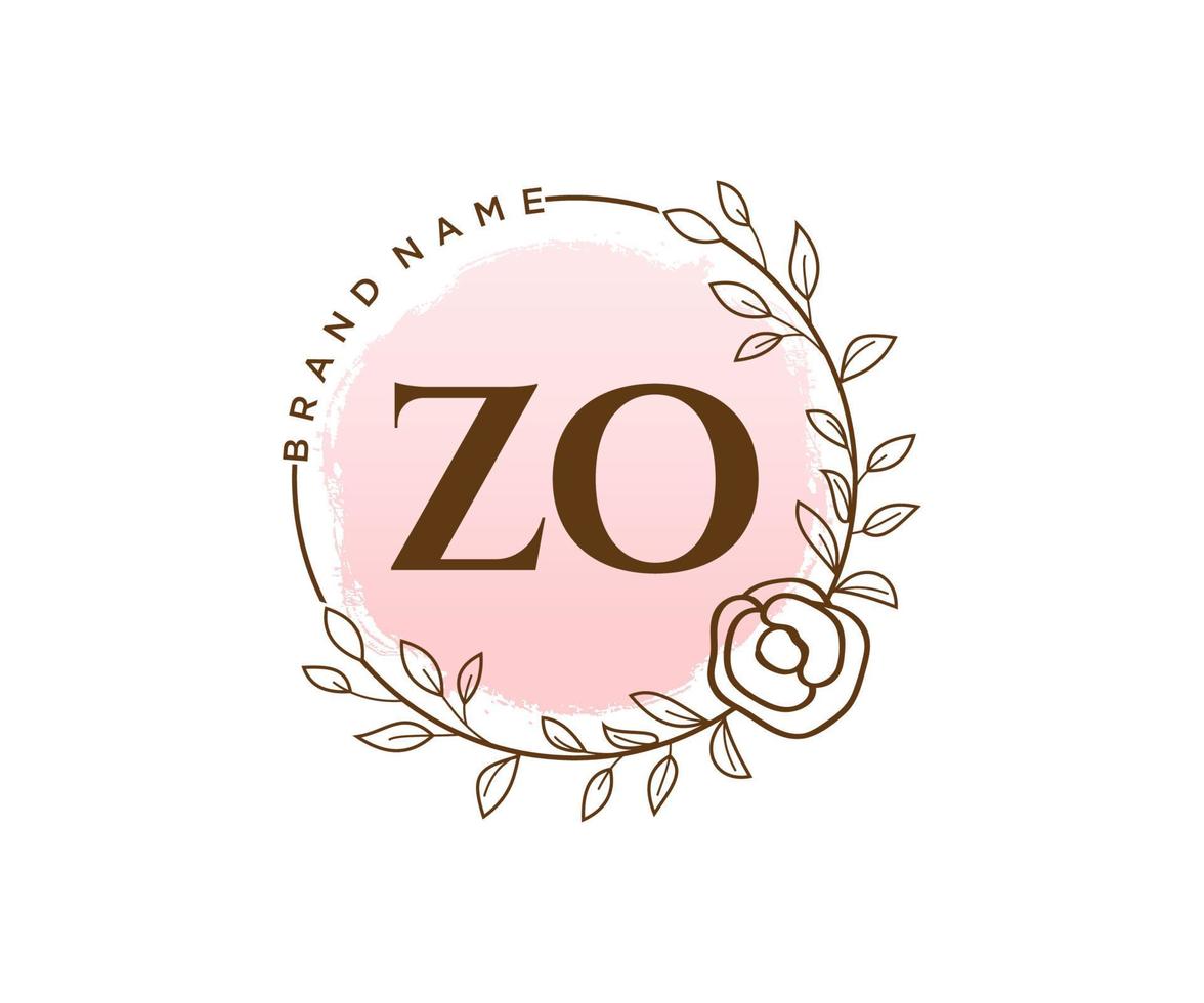 logotipo inicial zo feminino. utilizável para logotipos de natureza, salão, spa, cosméticos e beleza. elemento de modelo de design de logotipo de vetor plana.