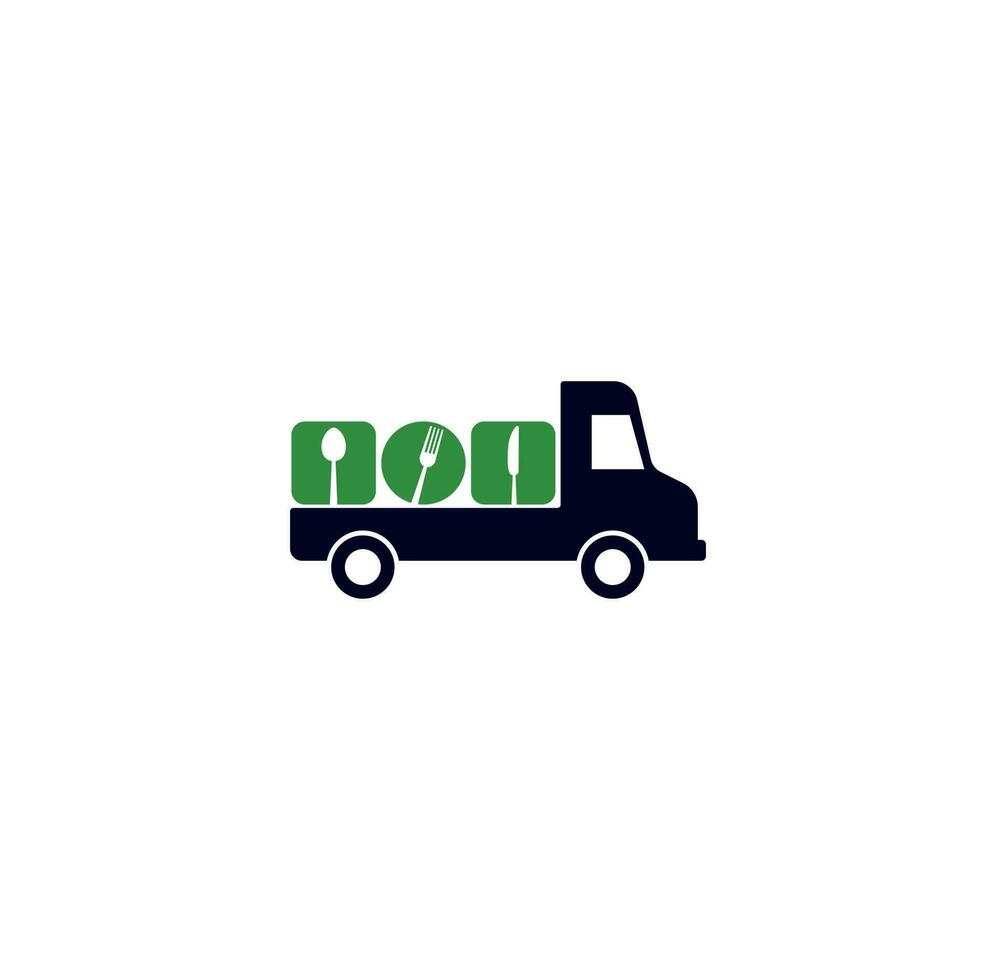 velocidade criativa caminhão garfo colher faca logotipo design vector símbolo ilustração. modelo de design de logotipo de caminhão de comida. elemento de design de sinal de ícone de restaurante