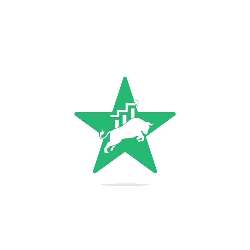 design de logotipo de conceito de forma de estrela de touro financeiro. gráfico de touro comercial, logotipo de finanças. ícone do logotipo da produtividade do negócio da barra do gráfico de finanças da economia. vetor