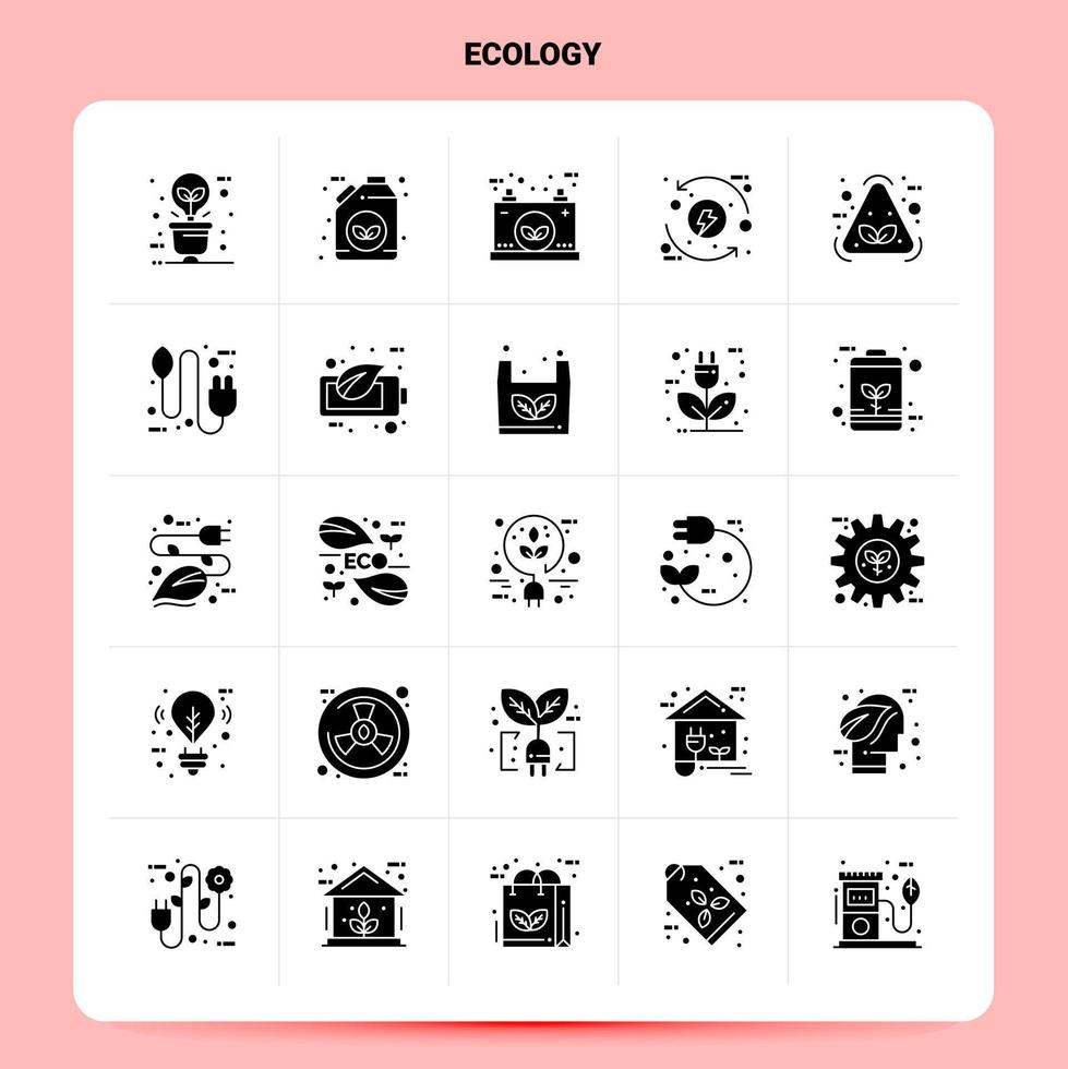 sólido 25 conjunto de ícones de ecologia design de estilo glifo vetorial conjunto de ícones pretos web e design de ideias de negócios móveis ilustração vetorial vetor