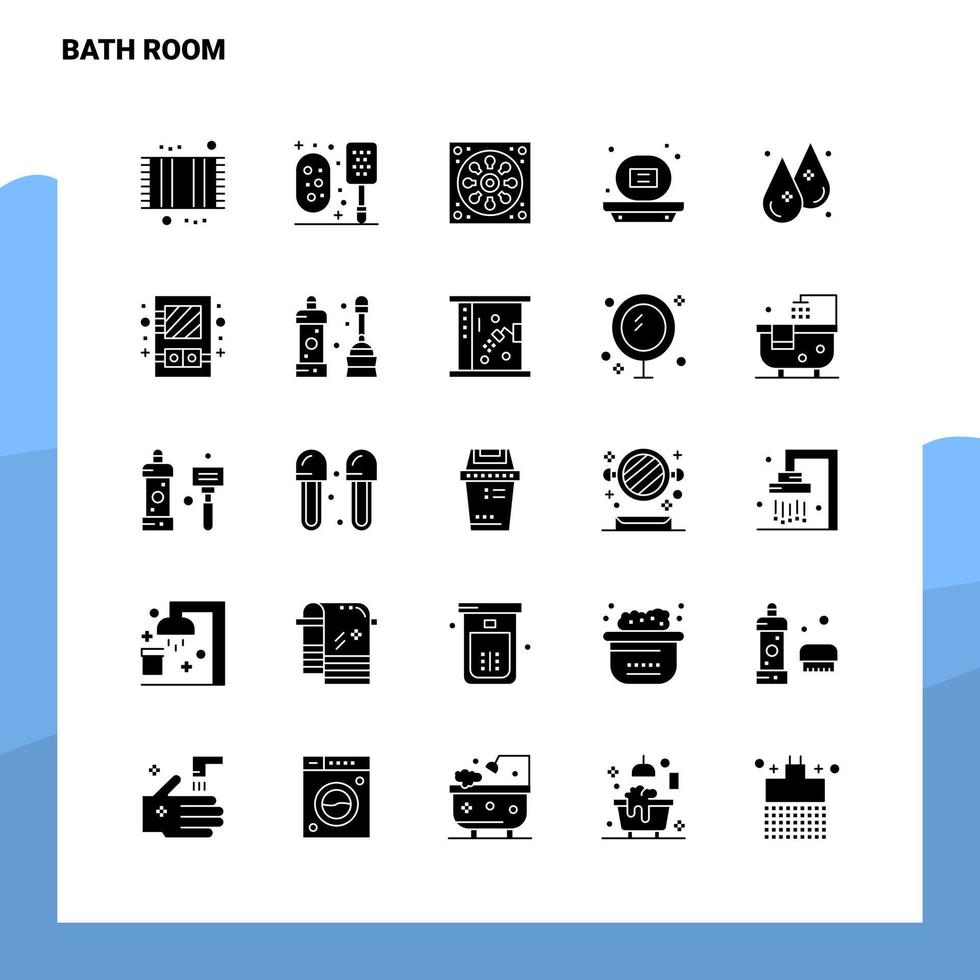 Conjunto de ícones de 25 banheiros, modelo de ilustração vetorial de ícone de glifo sólido para web e ideias móveis para empresa de negócios vetor