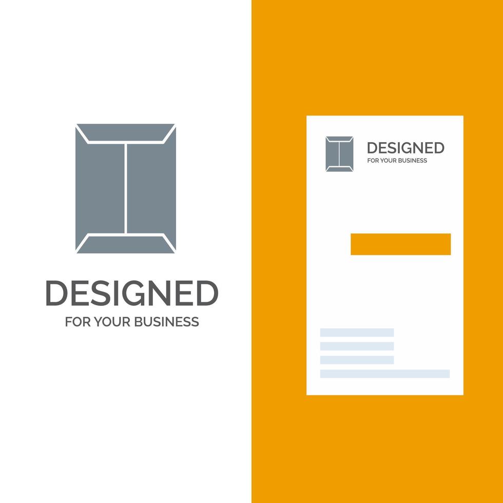 design de logotipo cinza de caixa de armário aberto de rack de janela e modelo de cartão de visita vetor