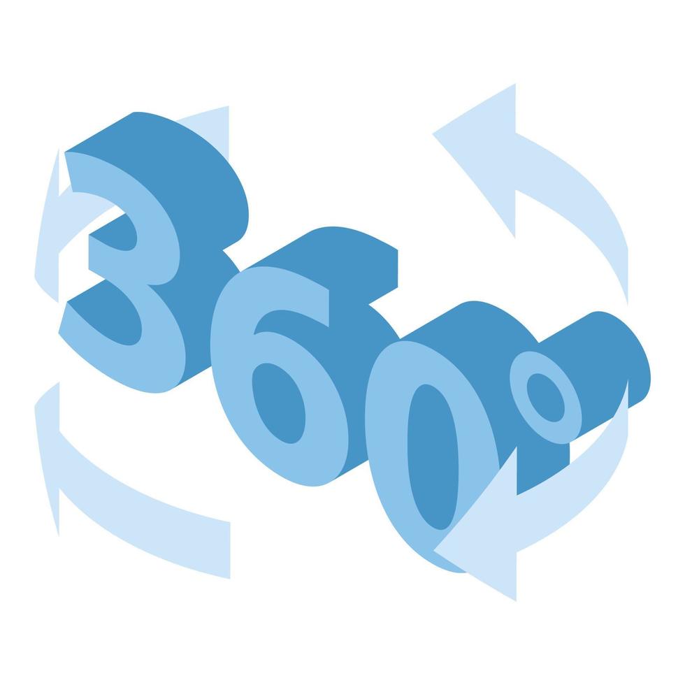 ícone azul de 360 graus, estilo isométrico vetor