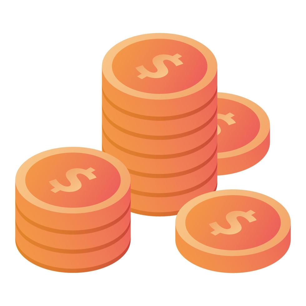 ícone de pilha de moedas de dinheiro, estilo isométrico vetor
