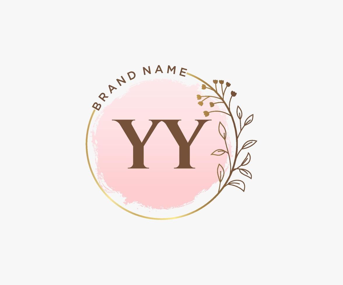 logotipo feminino inicial yy. utilizável para logotipos de natureza, salão, spa, cosméticos e beleza. elemento de modelo de design de logotipo de vetor plana.