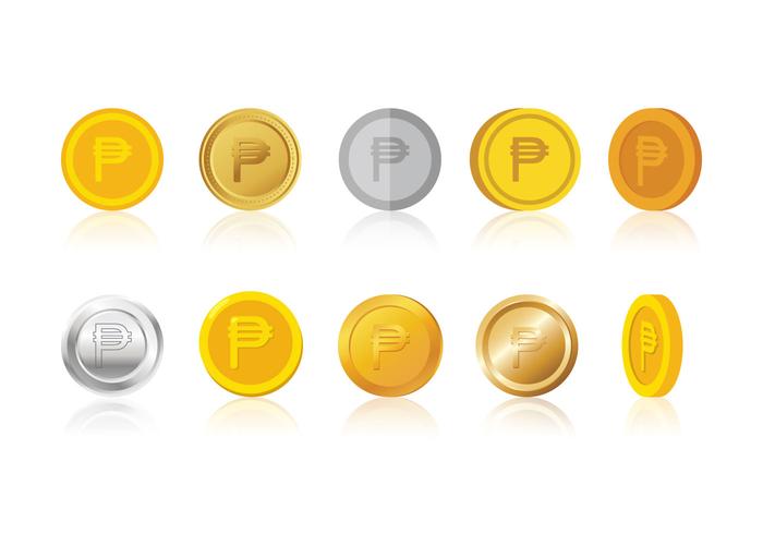 Monetário Peso Symbol Coins Vector