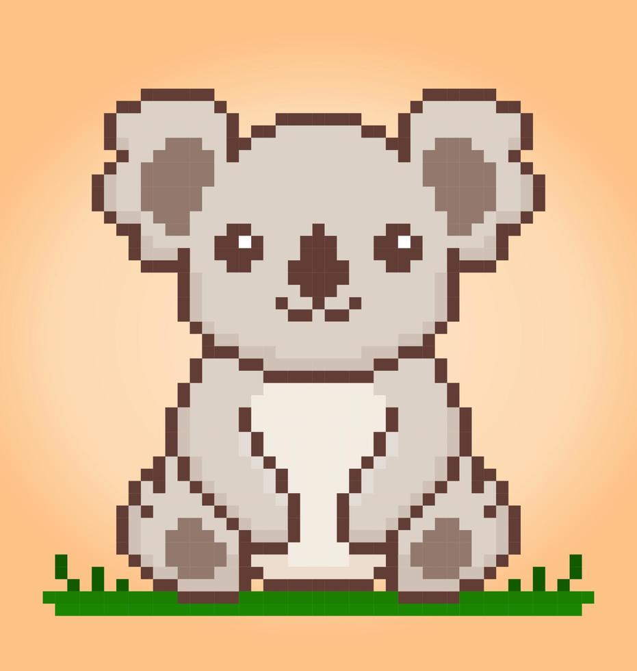 Coala de pixels de 8 bits. pixels de animais para ativos de jogos e padrões de ponto cruz em ilustrações vetoriais. vetor