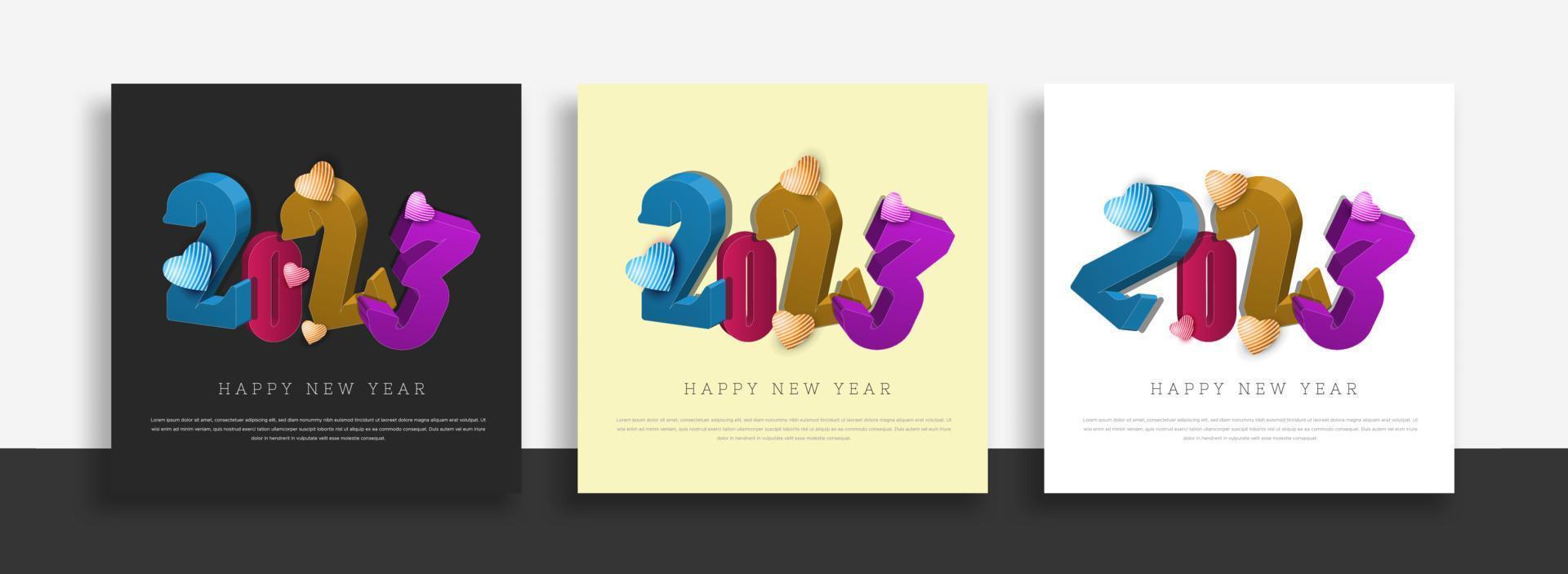 Modelo de banner quadrado de celebração de ano novo de 2023. design de modelo de postagem de mídia social vetor