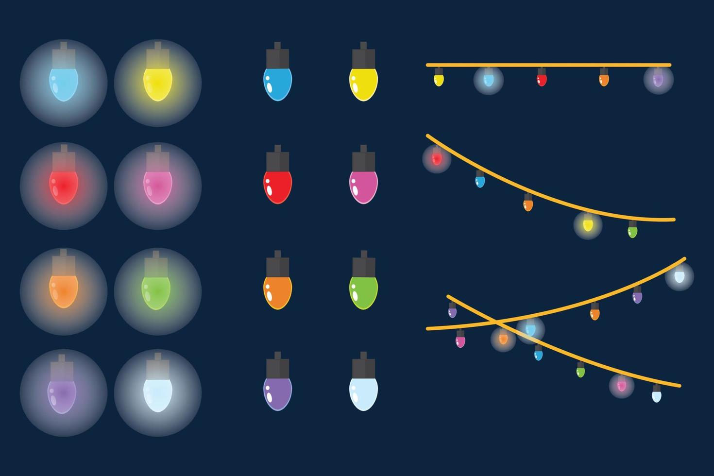 ilustração de luzes básicas várias cores para vetor de decoração de árvore de natal eps10
