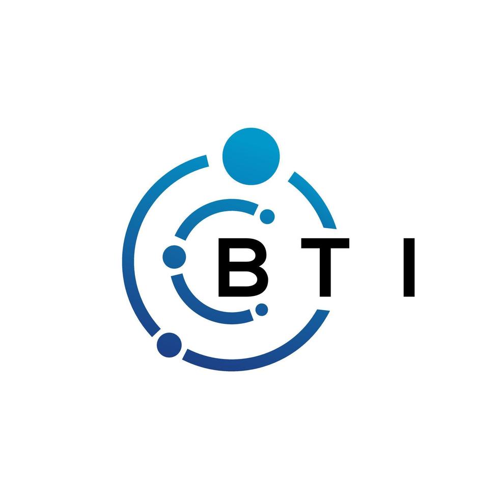 design do logotipo da letra bti em fundo branco. conceito de logotipo de letra de iniciais criativas bti. design de letras bti. vetor