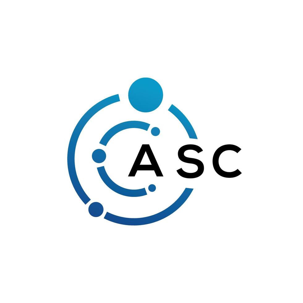 design de logotipo de carta asc em fundo preto. conceito de logotipo de letra de iniciais criativas asc. design de letra asc. vetor