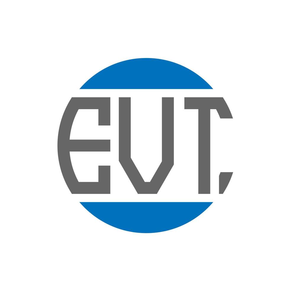 design de logotipo de carta evt em fundo branco. conceito de logotipo de círculo de iniciais criativas evt. design de letras evt. vetor