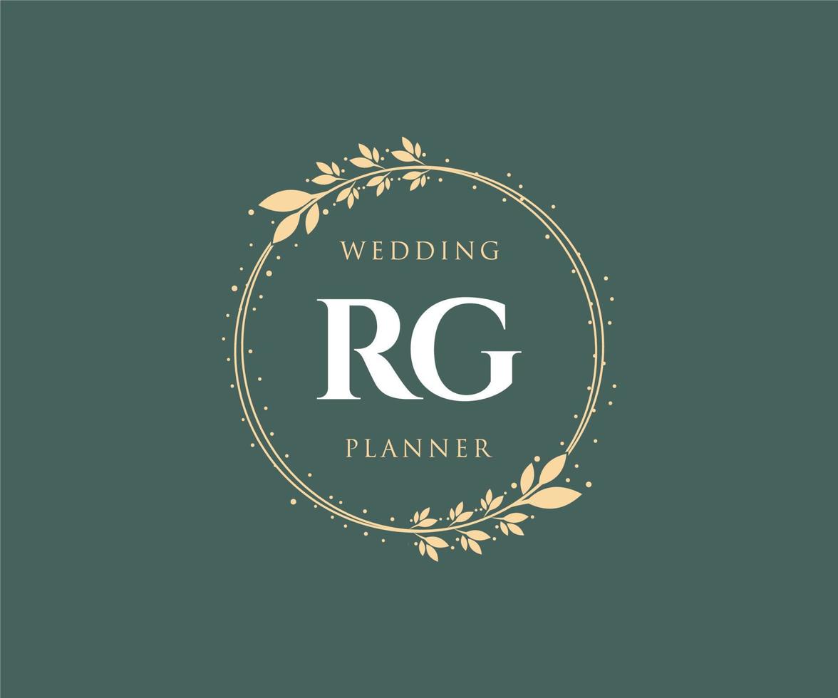 coleção de logotipos de monograma de casamento de carta inicial rg, modelos modernos minimalistas e florais desenhados à mão para cartões de convite, salve a data, identidade elegante para restaurante, boutique, café em vetor