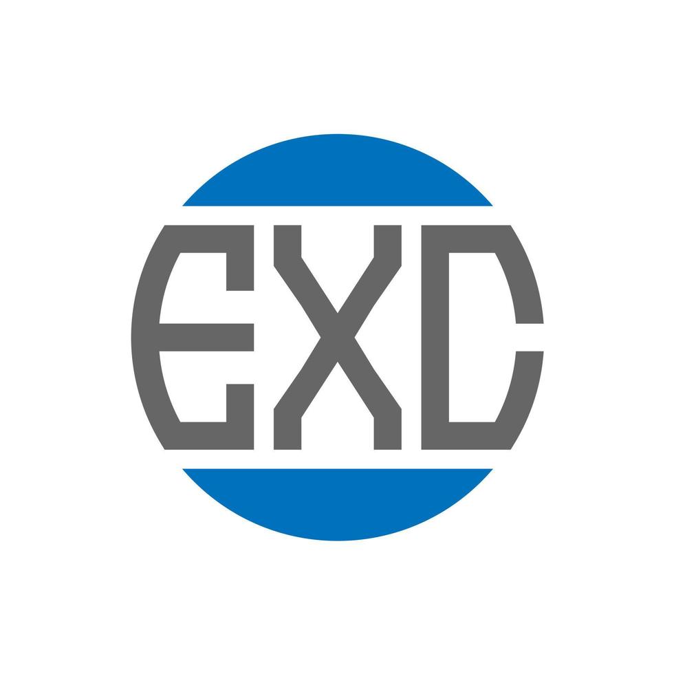 design de logotipo de carta exc em fundo branco. conceito de logotipo de círculo de iniciais criativas exc. projeto de letra exc. vetor