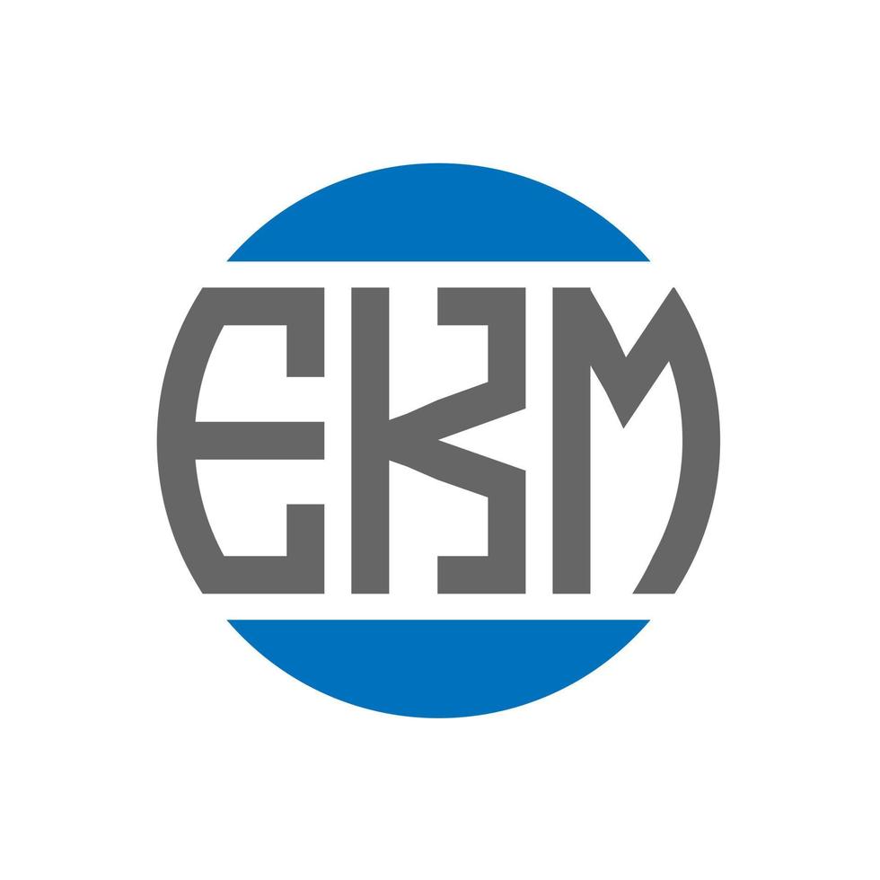 design do logotipo da carta ekm em fundo branco. conceito de logotipo de círculo de iniciais criativas ekm. design de letras ekm. vetor
