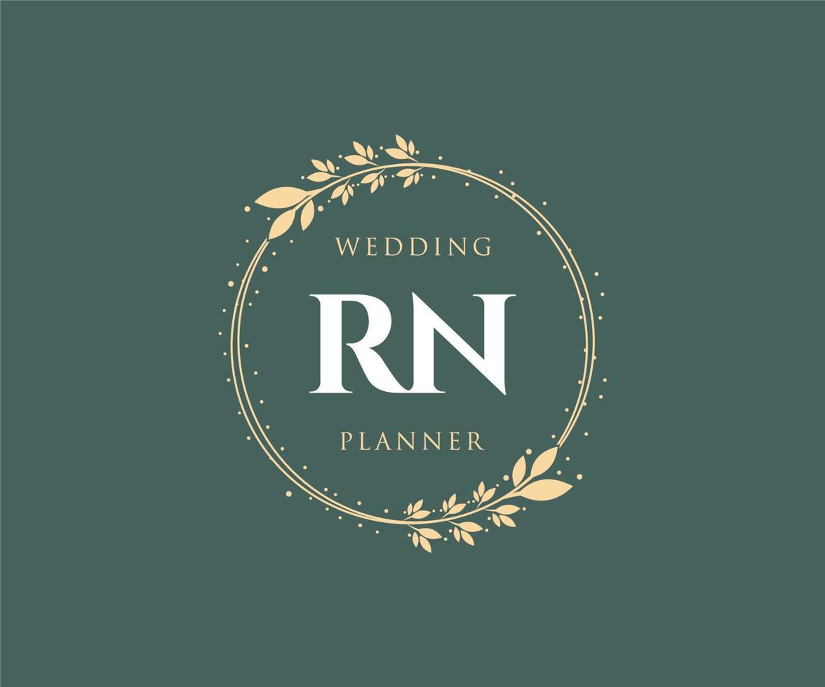 coleção de logotipos de monograma de casamento de letra inicial rn, modelos modernos minimalistas e florais desenhados à mão para cartões de convite, salve a data, identidade elegante para restaurante, boutique, café em vetor