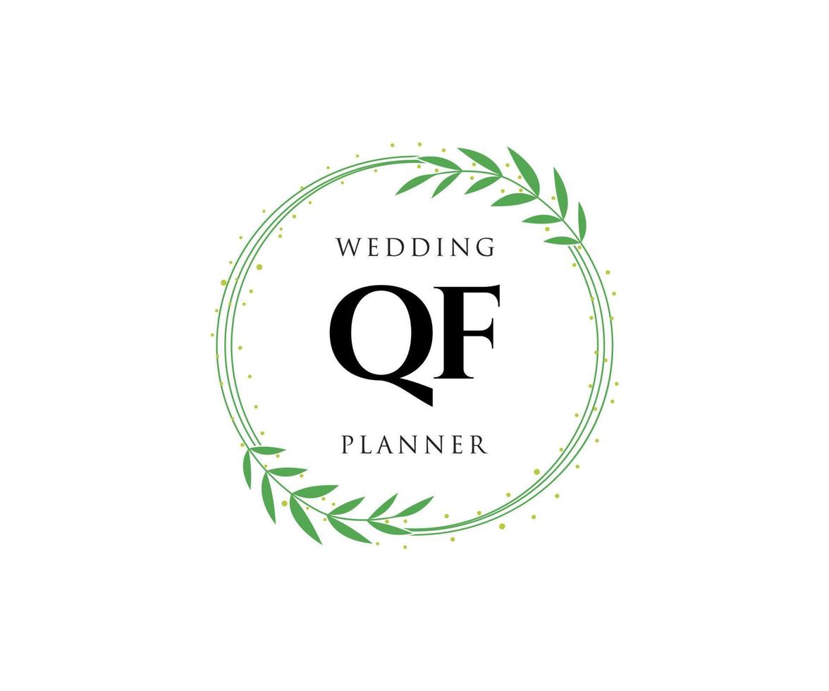 qf letras iniciais coleção de logotipos de monograma de casamento, modelos modernos minimalistas e florais desenhados à mão para cartões de convite, salve a data, identidade elegante para restaurante, boutique, café em vetor