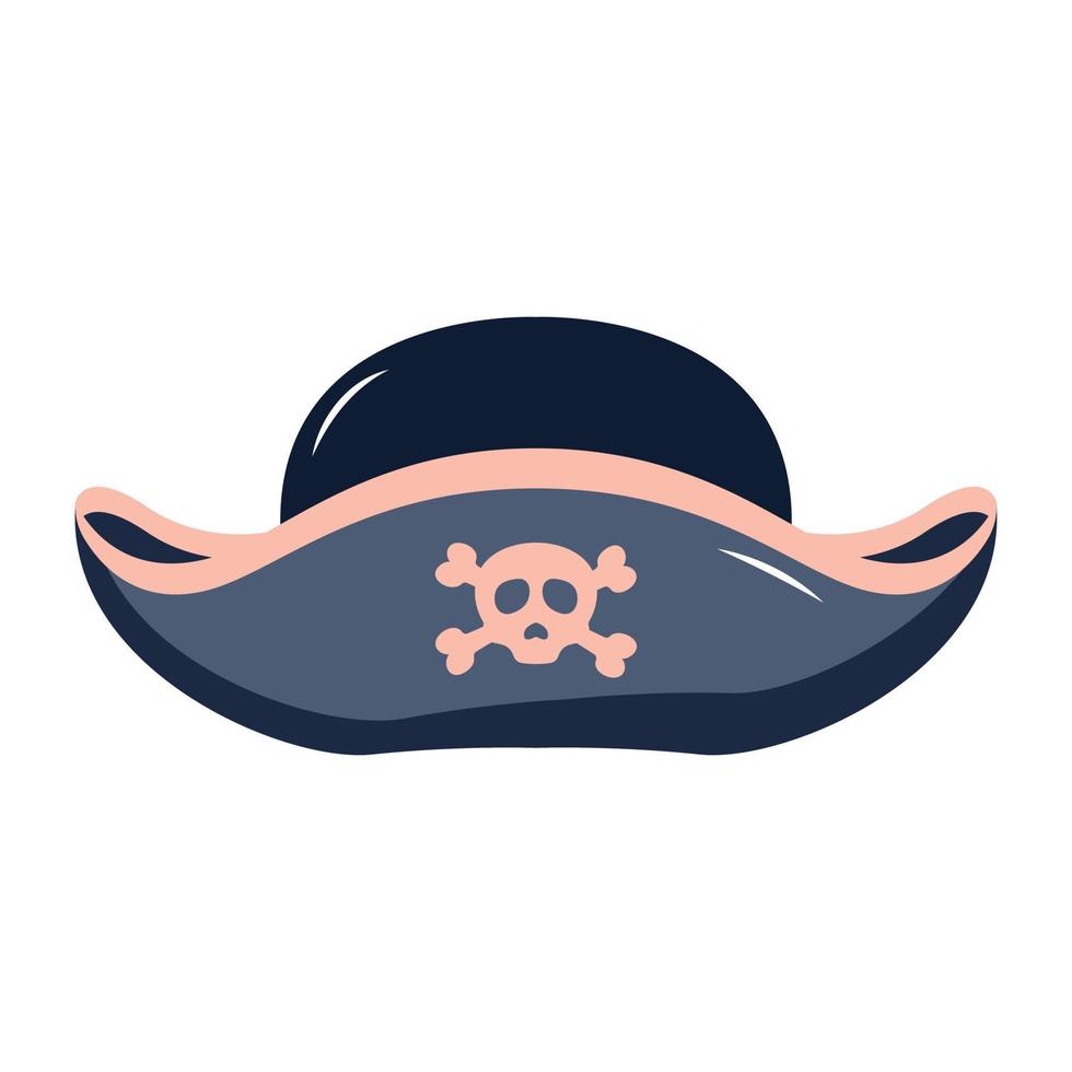um ícone plano editável de chapéu de pirata vetor