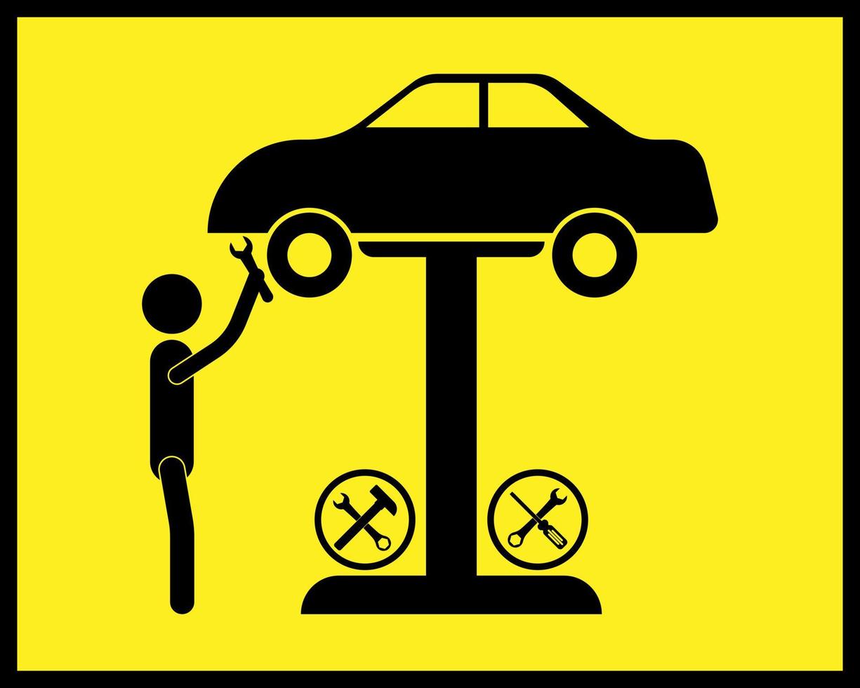 ícone de reparo de carro mecânico com chave inglesa vetor