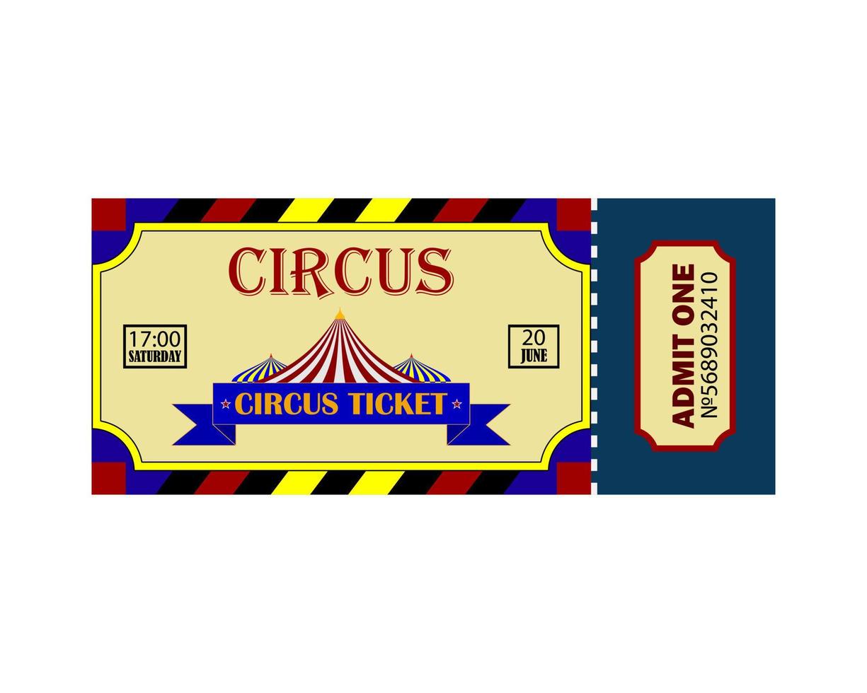 bilhete de circo com tenda e inscrições em fundo branco vetor