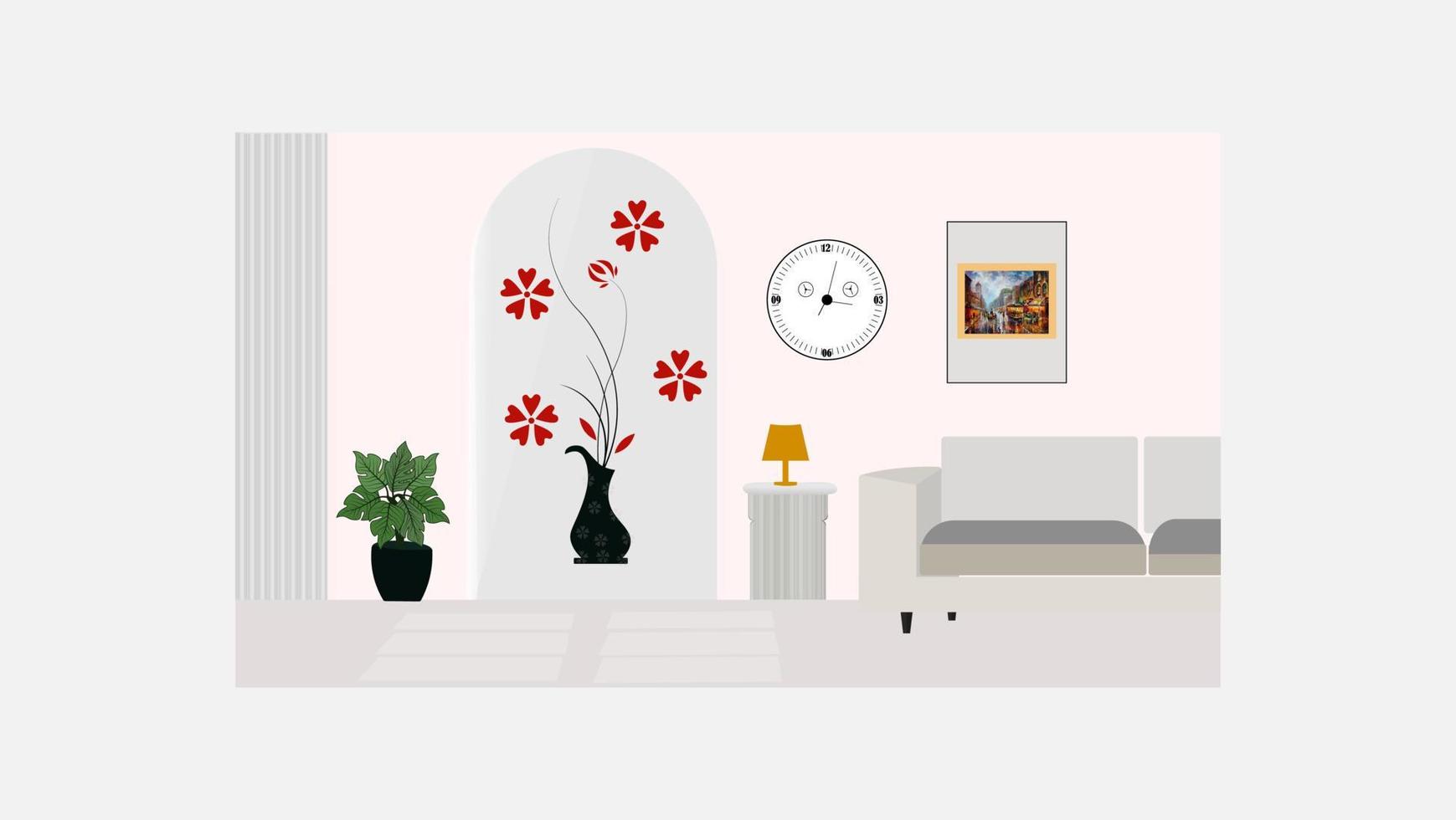 sala de estar com sofá branco e poltrona turquesa design de vetor interior de sala de estar