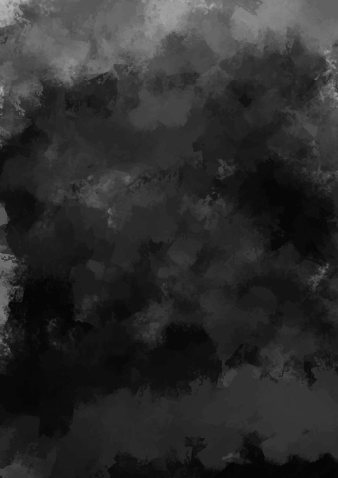 fundo aquarela preto e branco. pano de fundo de textura grunge escuro. pintura monocromática abstrata vetor