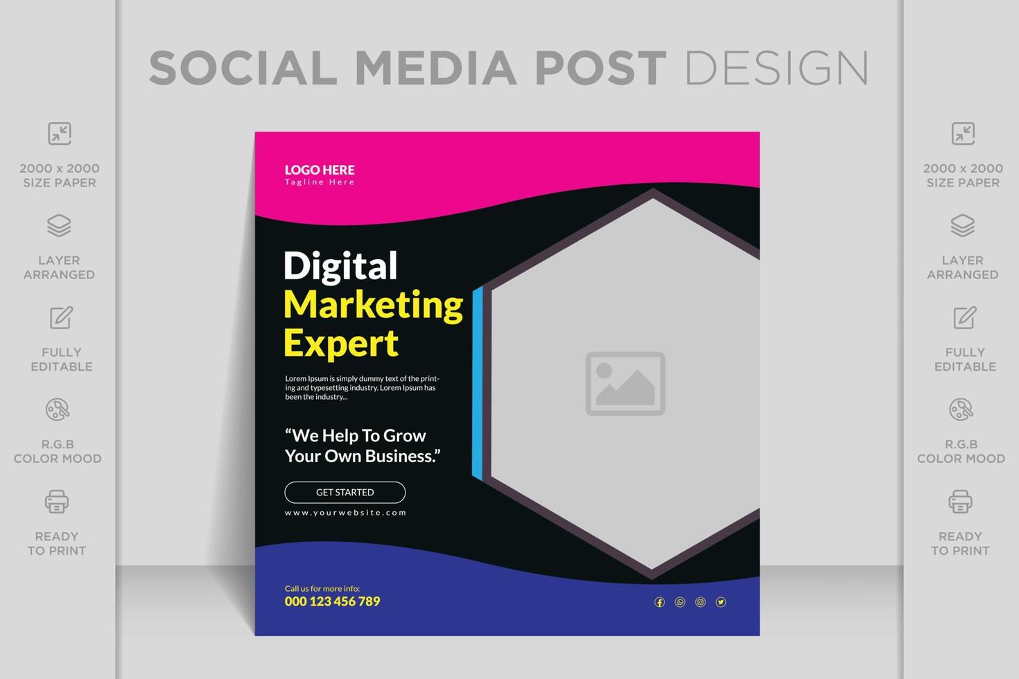 publicidade corporativa. banner de marketing de negócios criativos modernos para modelo de postagem de mídia social. vetor