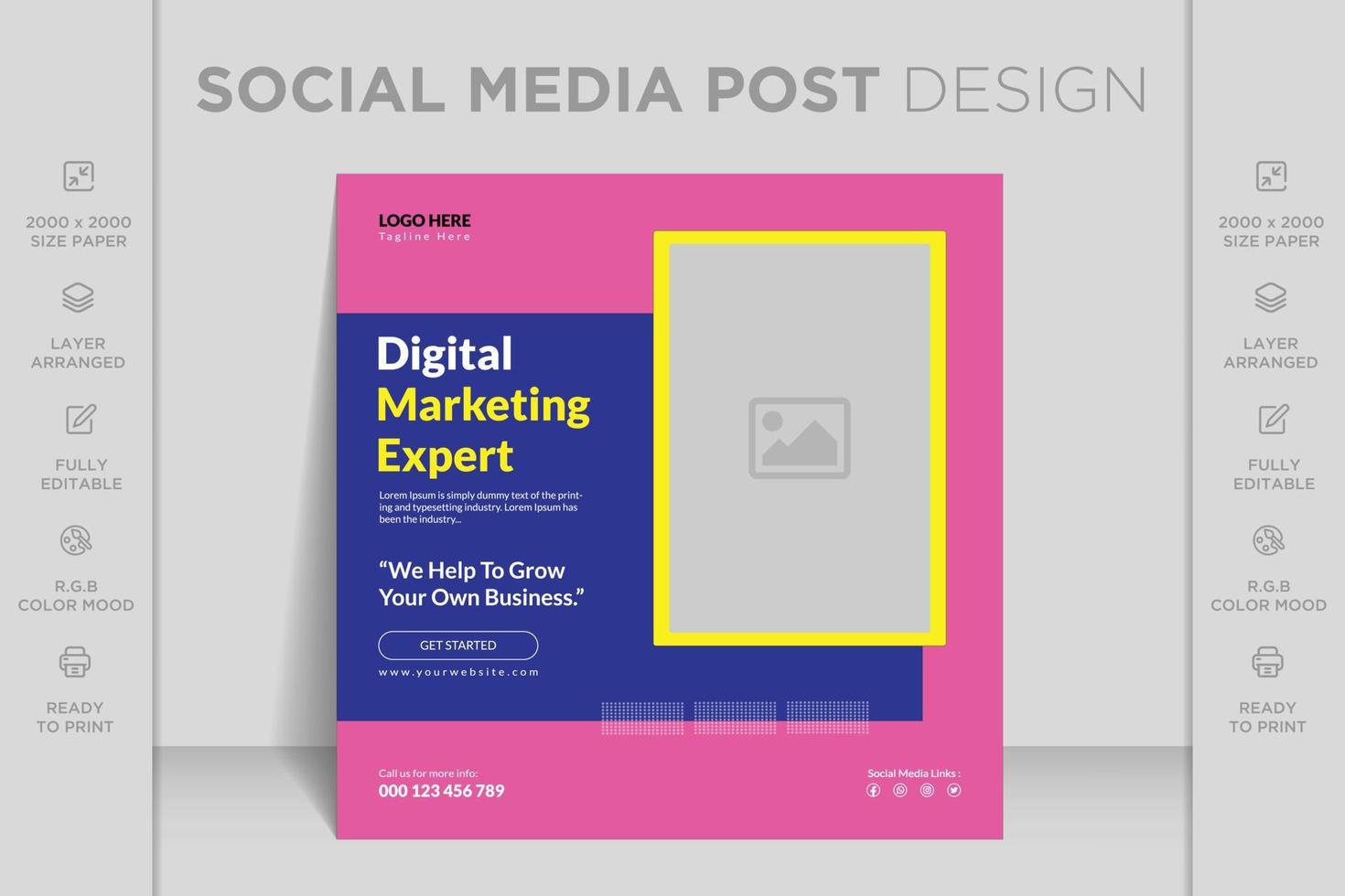 banner de marketing de negócios criativos modernos para modelo de postagem de mídia social. publicidade corporativa. vetor