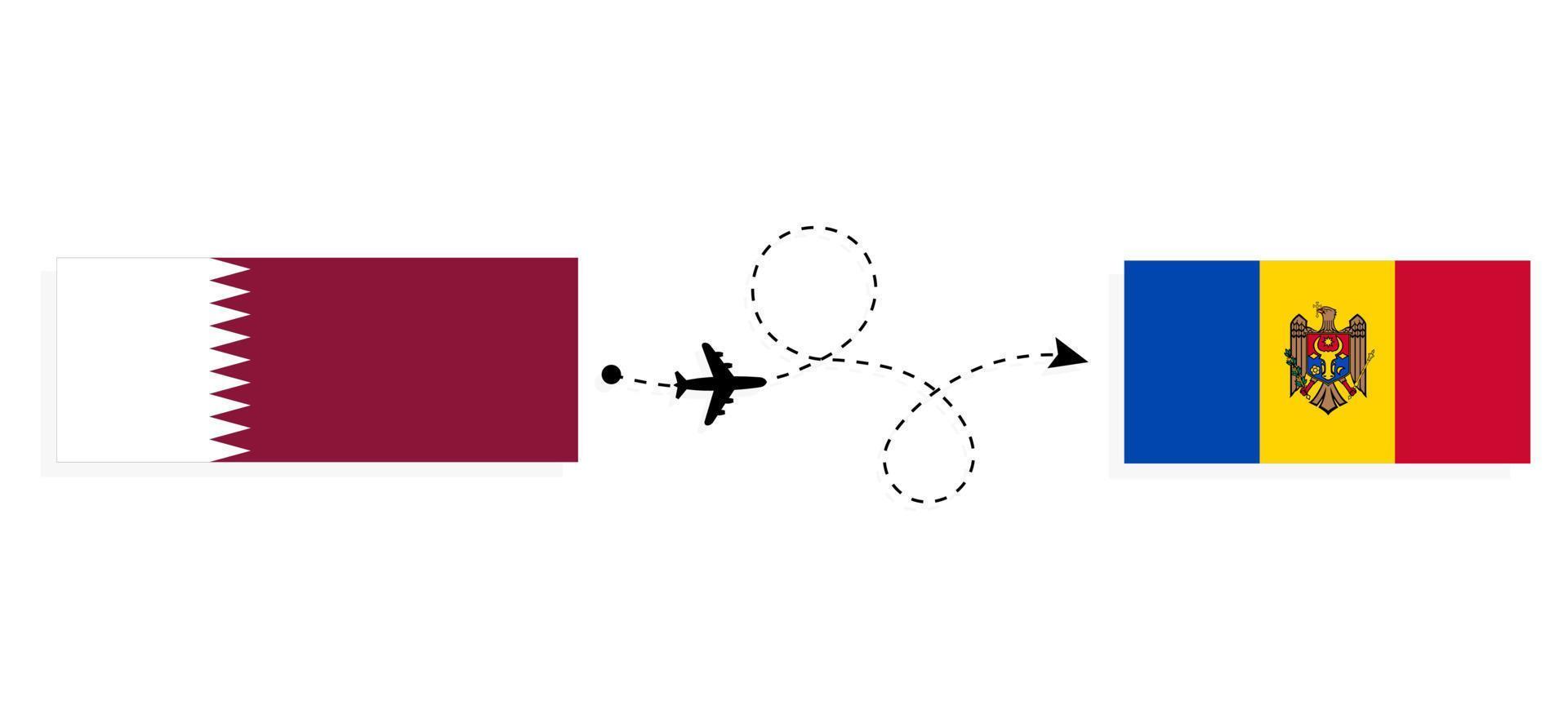 voo e viagem do qatar para a moldávia pelo conceito de viagem de avião de passageiros vetor