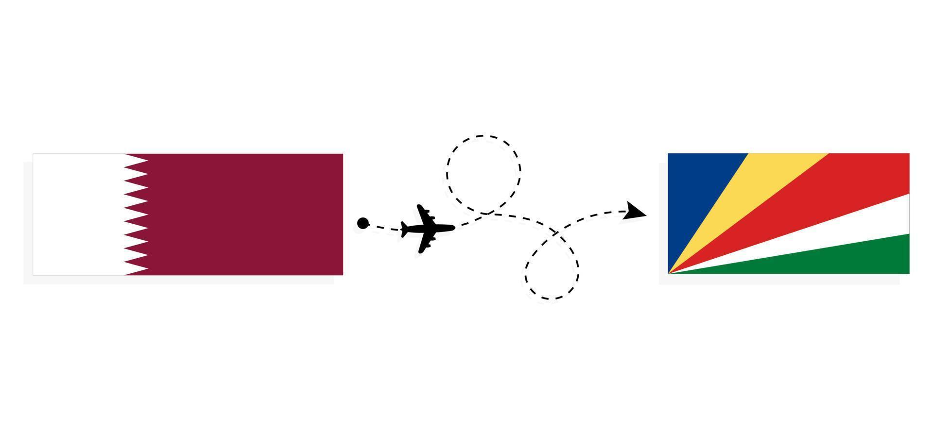 voo e viagem do qatar para as seychelles pelo conceito de viagem de avião de passageiros vetor