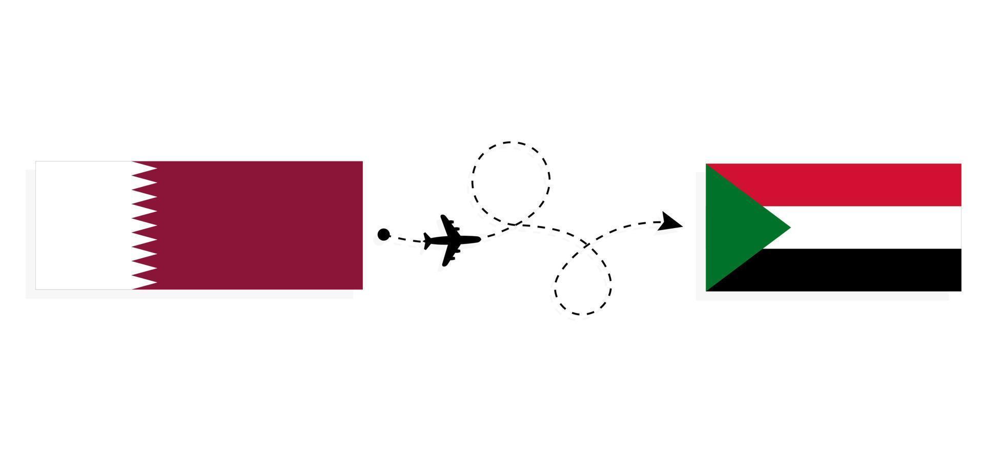 voo e viagem do qatar ao sudão pelo conceito de viagem de avião de passageiros vetor