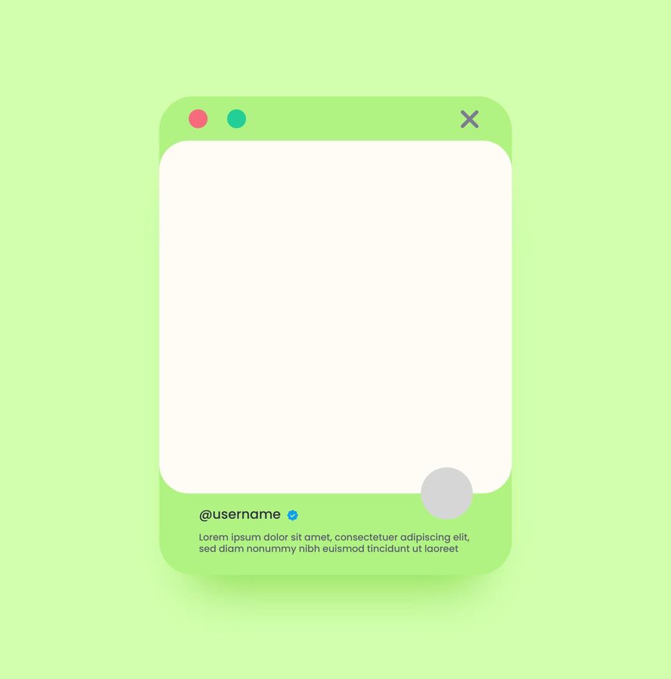 interface de postagem de mídia social em estilo de design sólido. feed de mídia social simulado. vetor