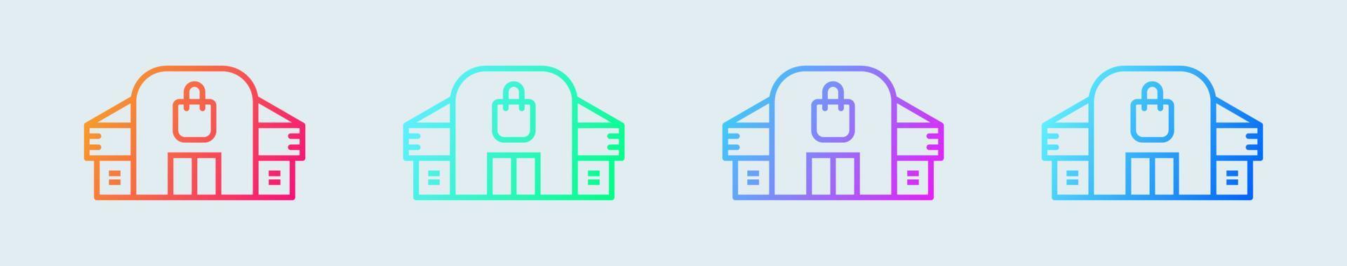 ícone de linha de shopping em cores gradientes. ilustração vetorial de sinais de supermercado. vetor