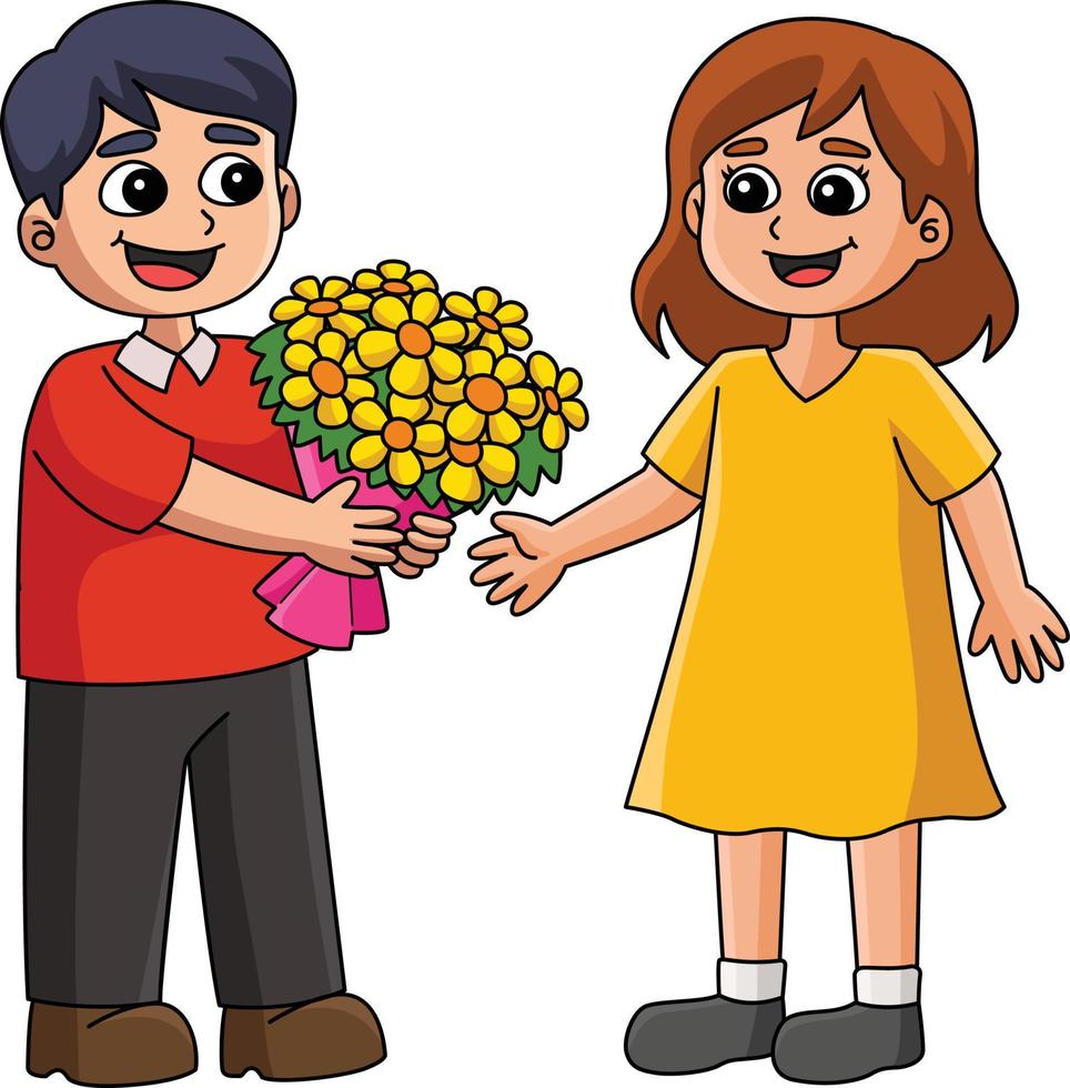 dia dos namorados casal amoroso clipart de desenhos animados vetor