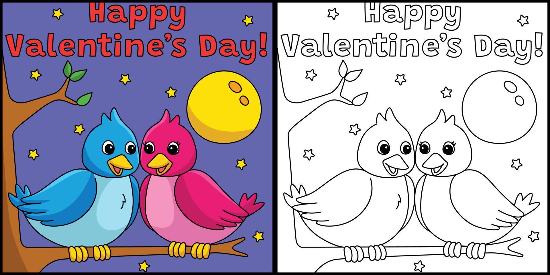 feliz dia dos namorados ilustração de pássaros de amor vetor