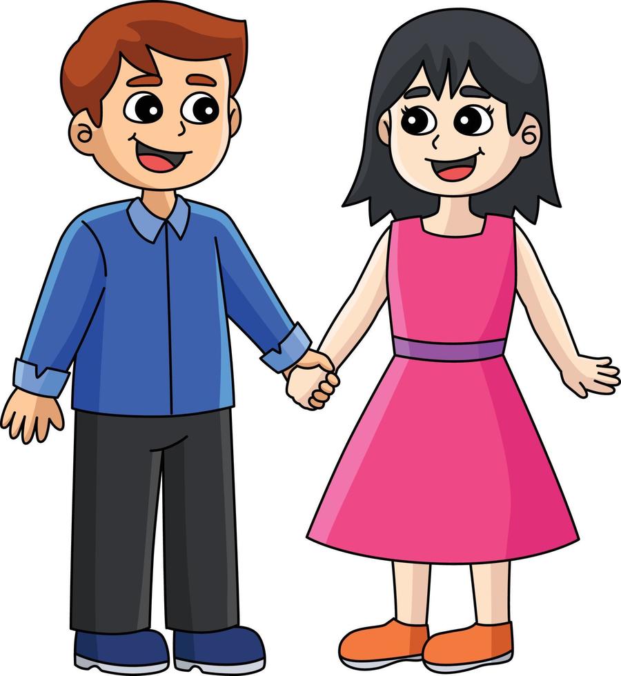 clipart de desenhos animados de casal doce dia dos namorados vetor