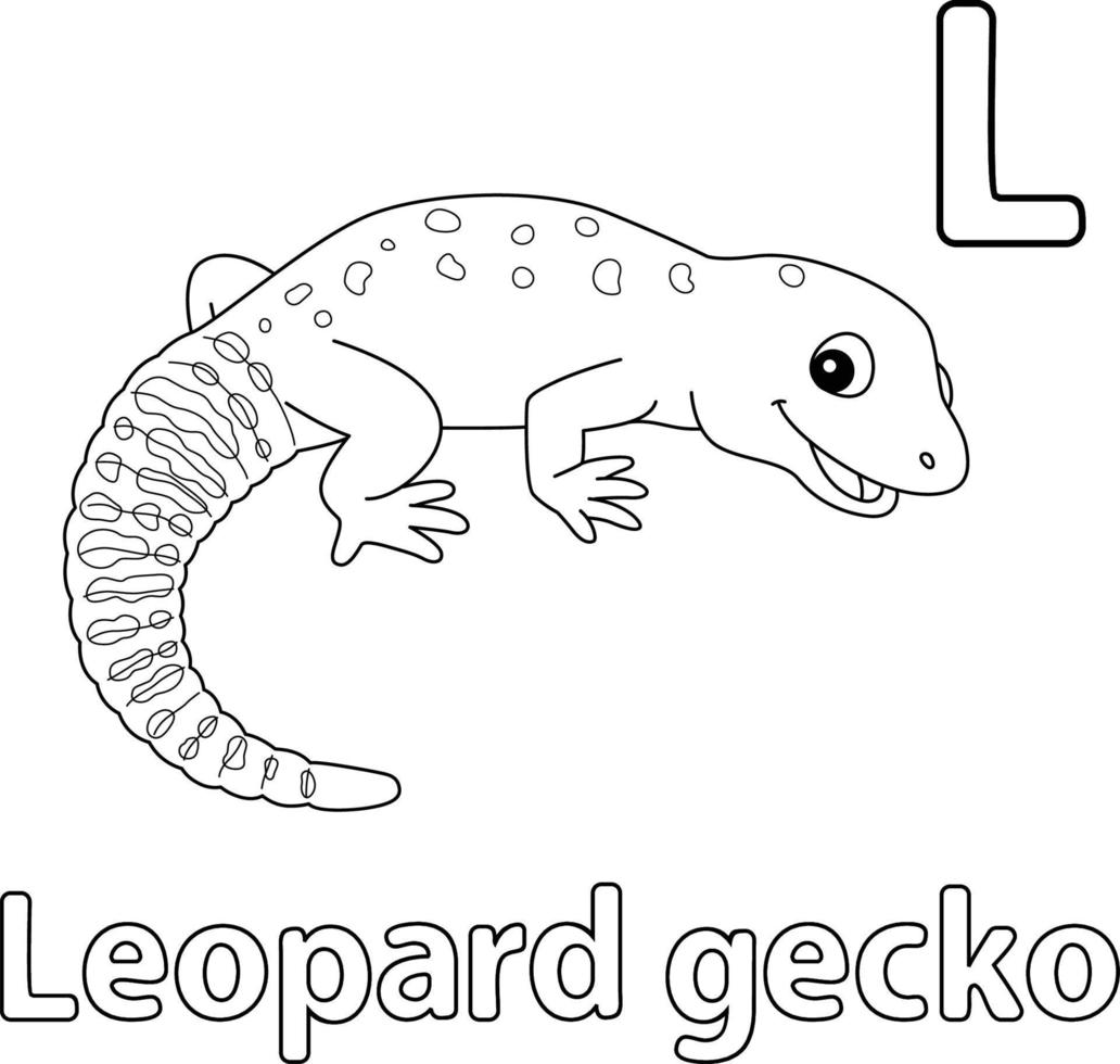 leopard gecko alfabeto abc coloração isolada l vetor
